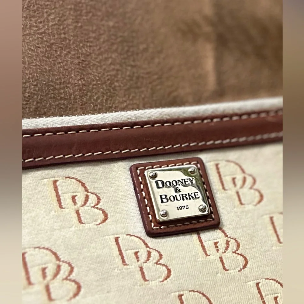 Dooney & Bourke Beige Monogram Wristlet with Brown Trim - Picture 5 of 15